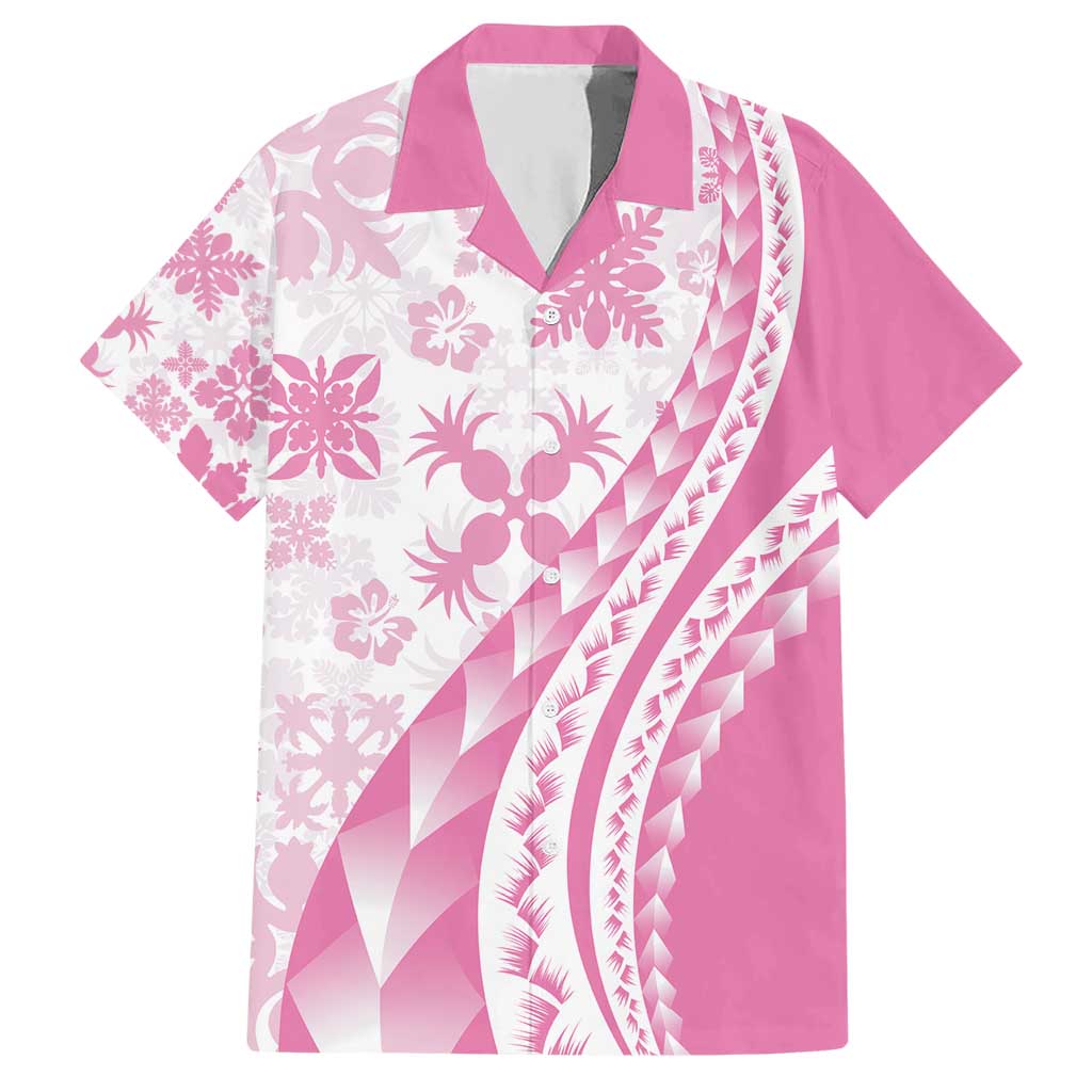 Pink Hawaiian Quilt Pattern Hawaiian Shirt Mixed Polynesian Tribal Arty LT9 Pink - Polynesian Pride