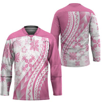 Pink Hawaiian Quilt Pattern Hockey Jersey Mixed Polynesian Tribal Arty LT9 - Polynesian Pride
