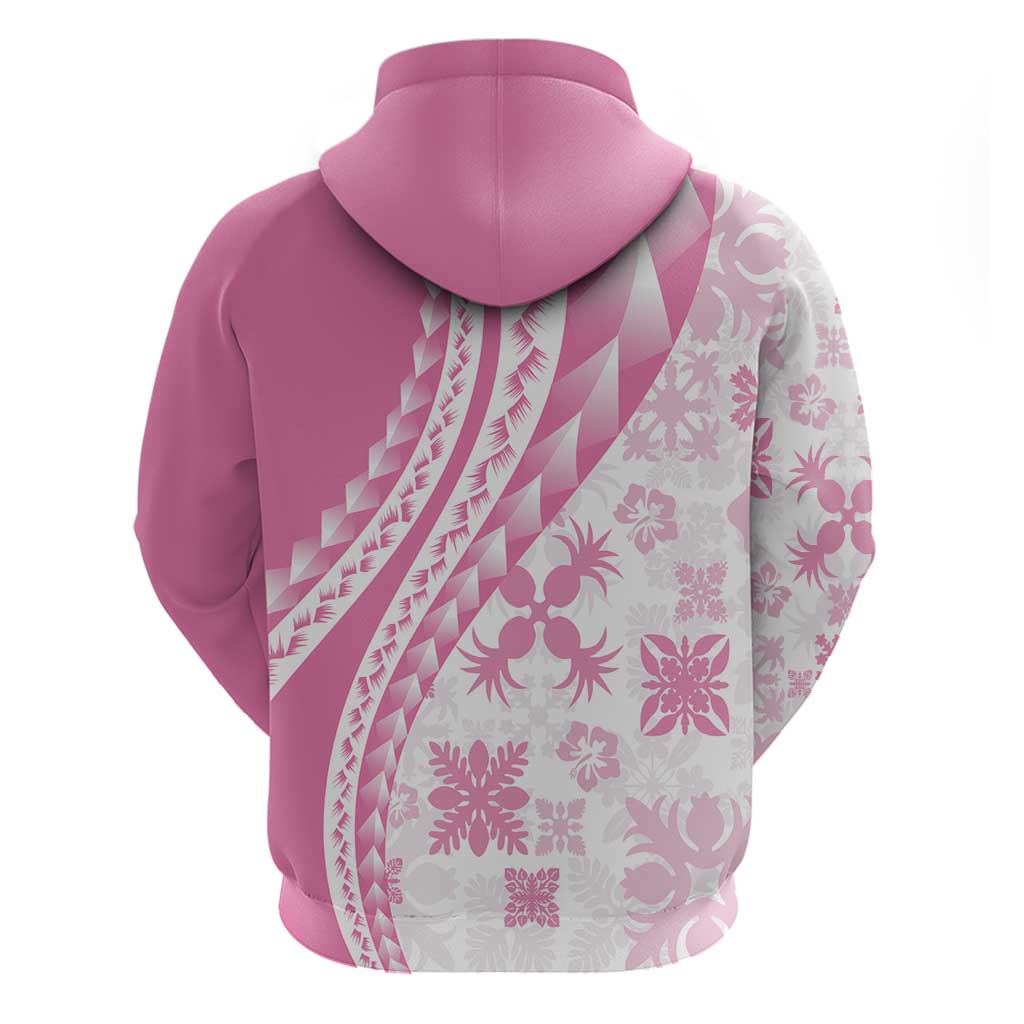 Pink Hawaiian Quilt Pattern Hoodie Mixed Polynesian Tribal Arty LT9 - Polynesian Pride