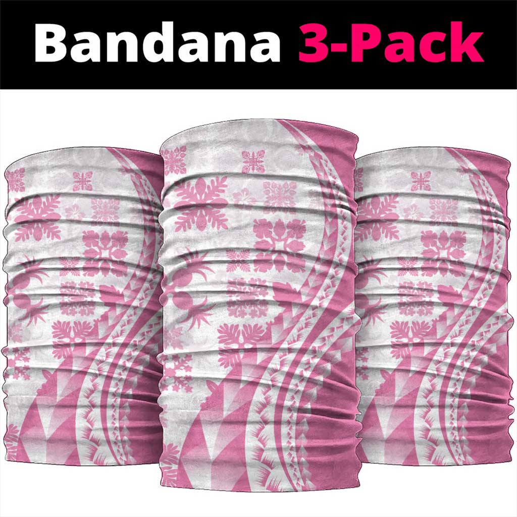 Pink Hawaiian Quilt Pattern Neck Gaiter Mixed Polynesian Tribal Arty LT9 package One Size: 25*50cm Pink - Polynesian Pride