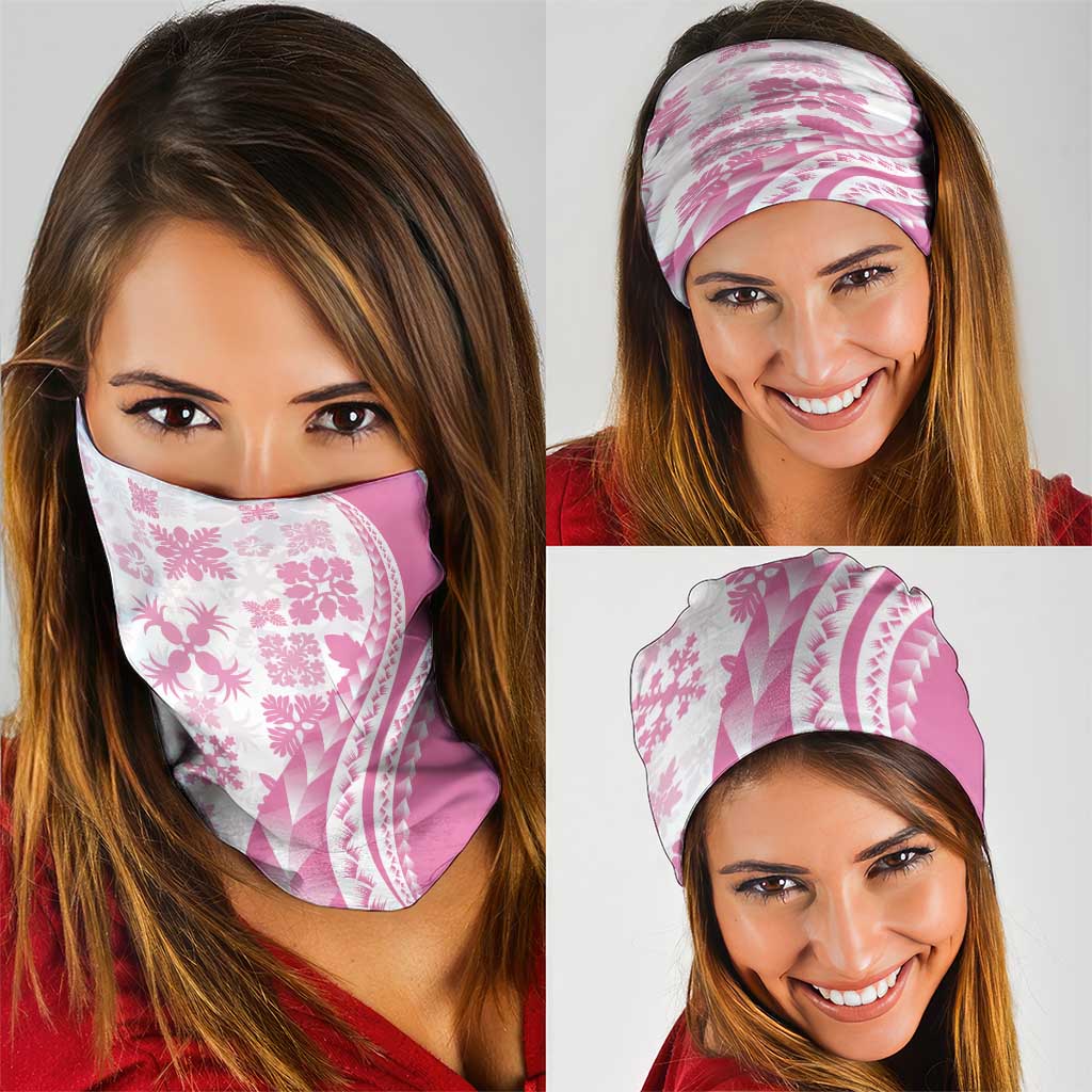 Pink Hawaiian Quilt Pattern Neck Gaiter Mixed Polynesian Tribal Arty LT9 - Polynesian Pride