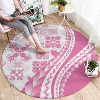 Pink Hawaiian Quilt Pattern Round Carpet Mixed Polynesian Tribal Arty LT9 - Polynesian Pride