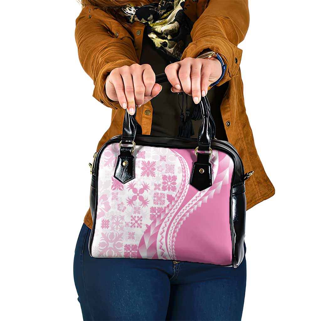 Pink Hawaiian Quilt Pattern Shoulder Handbag Mixed Polynesian Tribal Arty LT9 One Size Pink - Polynesian Pride