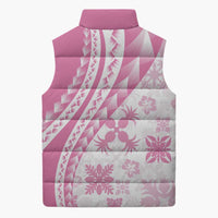 Pink Hawaiian Quilt Pattern Sleeveless Puffer Jacket Mixed Polynesian Tribal Arty LT9 - Polynesian Pride