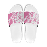Pink Hawaiian Quilt Pattern Slide Sandals Mixed Polynesian Tribal Arty LT9 Pink - Polynesian Pride