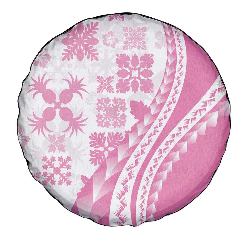 Pink Hawaiian Quilt Pattern Spare Tire Cover Mixed Polynesian Tribal Arty LT9 - Polynesian Pride