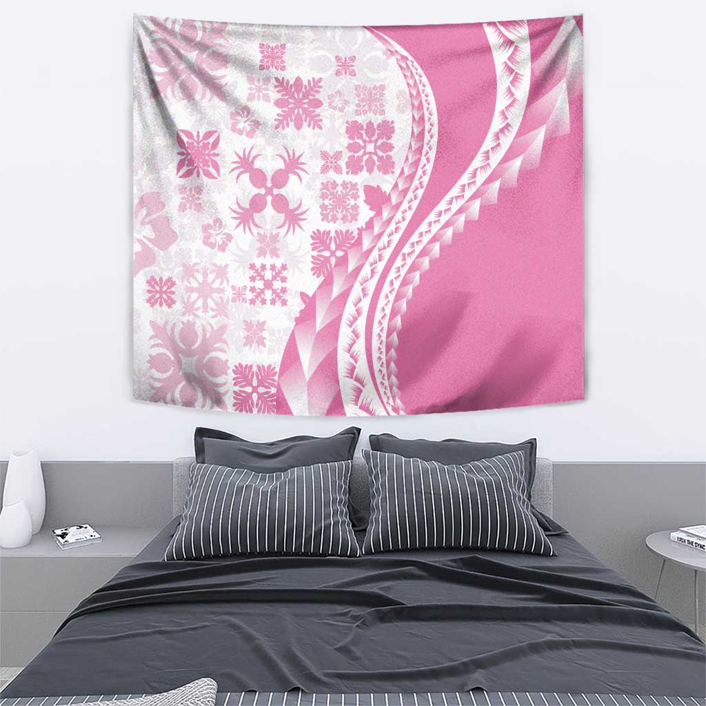 Pink Hawaiian Quilt Pattern Tapestry Mixed Polynesian Tribal Arty LT9 - Polynesian Pride