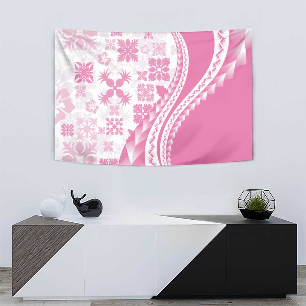 Pink Hawaiian Quilt Pattern Tapestry Mixed Polynesian Tribal Arty LT9 - Polynesian Pride