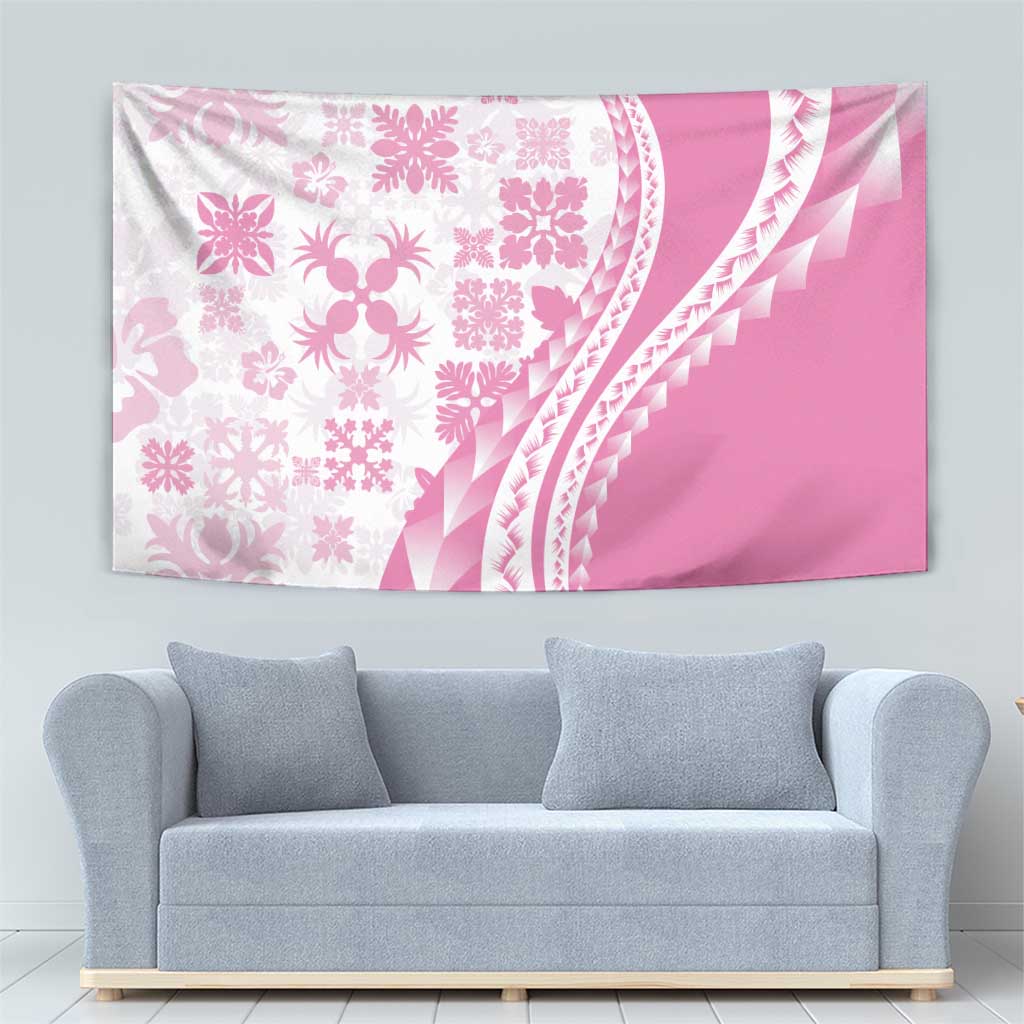 Pink Hawaiian Quilt Pattern Tapestry Mixed Polynesian Tribal Arty LT9 - Polynesian Pride
