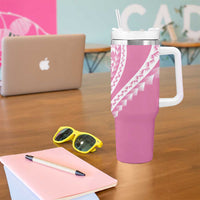 Pink Hawaiian Quilt Pattern Tumbler With Handle Mixed Polynesian Tribal Arty LT9 - Polynesian Pride