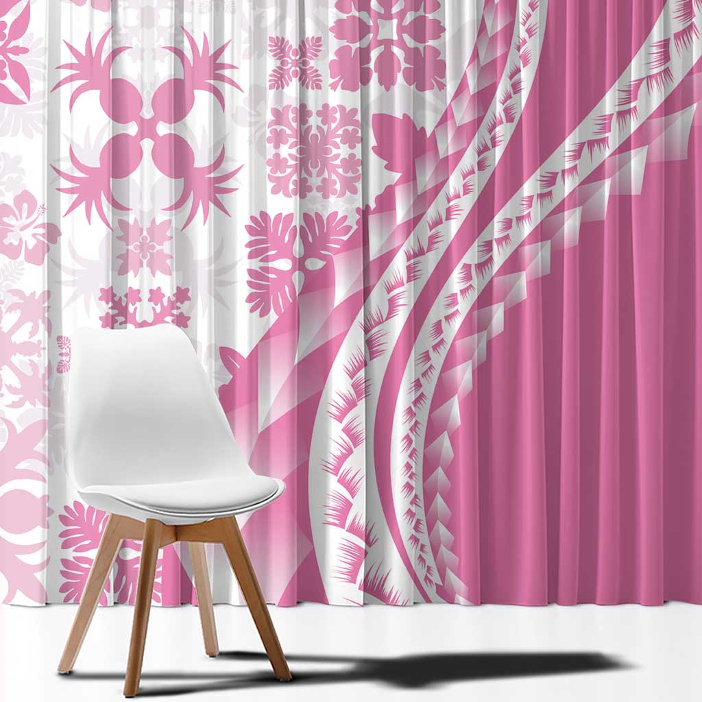 Pink Hawaiian Quilt Pattern Window Curtain Mixed Polynesian Tribal Arty LT9 - Polynesian Pride
