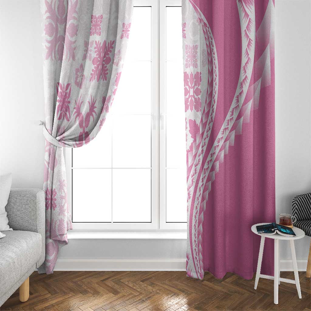 Pink Hawaiian Quilt Pattern Window Curtain Mixed Polynesian Tribal Arty LT9 - Polynesian Pride