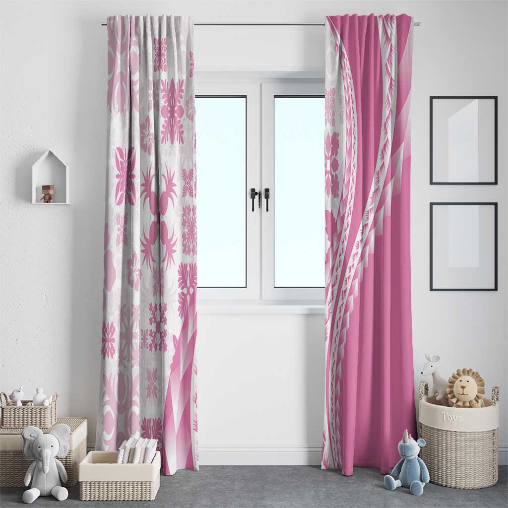 Pink Hawaiian Quilt Pattern Window Curtain Mixed Polynesian Tribal Arty LT9 - Polynesian Pride