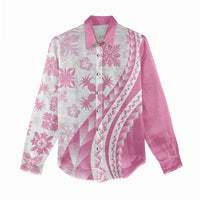 Pink Hawaiian Quilt Pattern Women Casual Shirt Mixed Polynesian Tribal Arty LT9 - Polynesian Pride