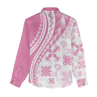 Pink Hawaiian Quilt Pattern Women Casual Shirt Mixed Polynesian Tribal Arty LT9 - Polynesian Pride
