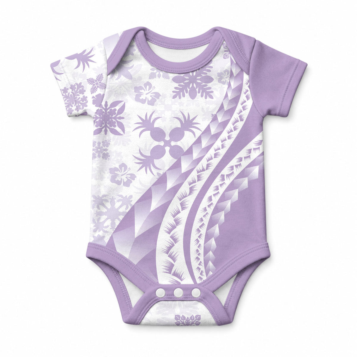 Purple Hawaiian Quilt Pattern Baby Onesie Mixed Polynesian Tribal Arty LT9 Purple - Polynesian Pride