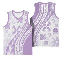Purple Hawaiian Quilt Pattern Basketball Jersey Mixed Polynesian Tribal Arty LT9 - Polynesian Pride