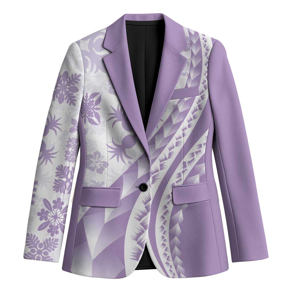 Purple Hawaiian Quilt Pattern Blazer Mixed Polynesian Tribal Arty LT9 Unisex Purple - Polynesian Pride