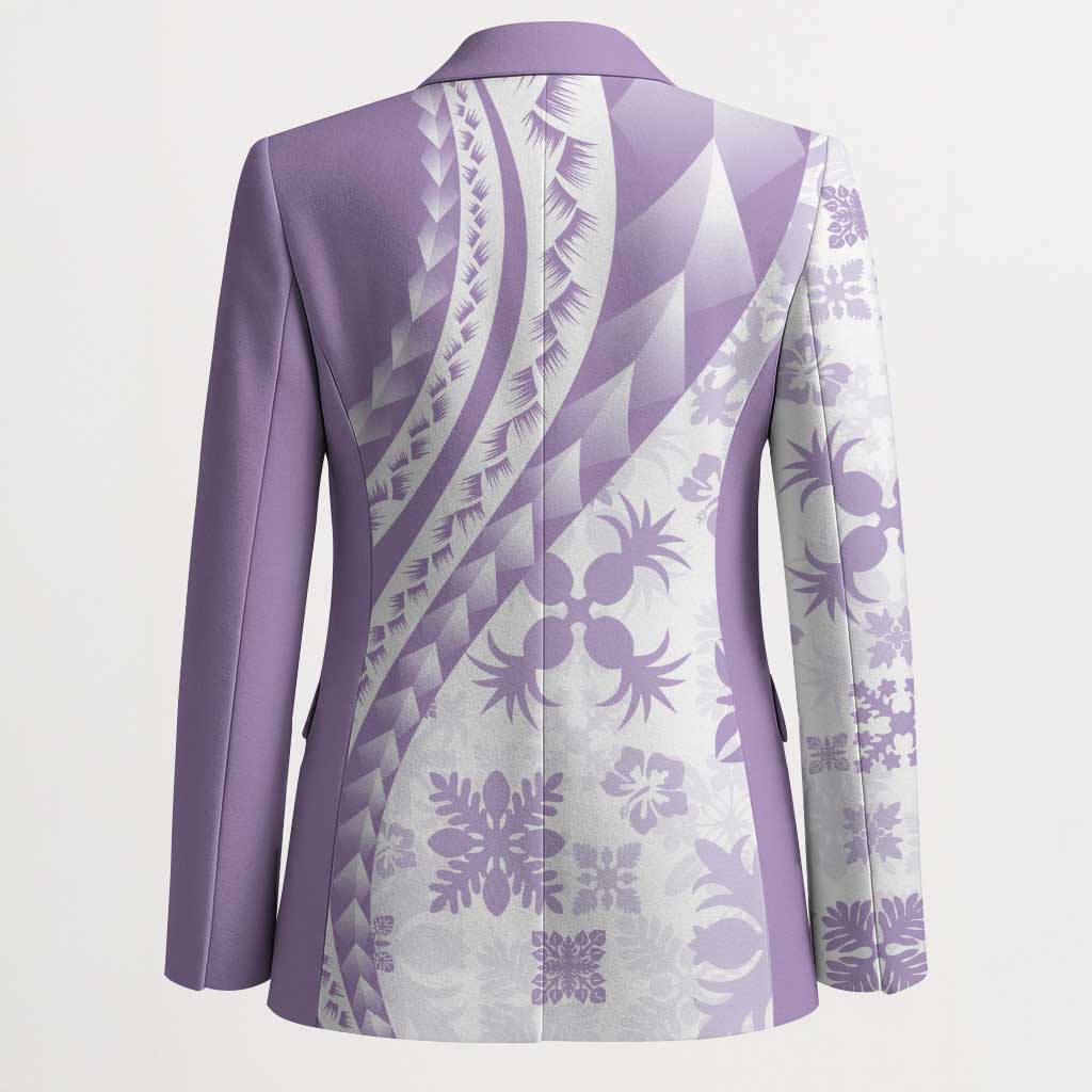 Purple Hawaiian Quilt Pattern Blazer Mixed Polynesian Tribal Arty LT9 - Polynesian Pride