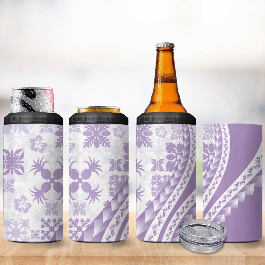 Purple Hawaiian Quilt Pattern 4 in 1 Can Cooler Tumbler Mixed Polynesian Tribal Arty LT9 - Polynesian Pride
