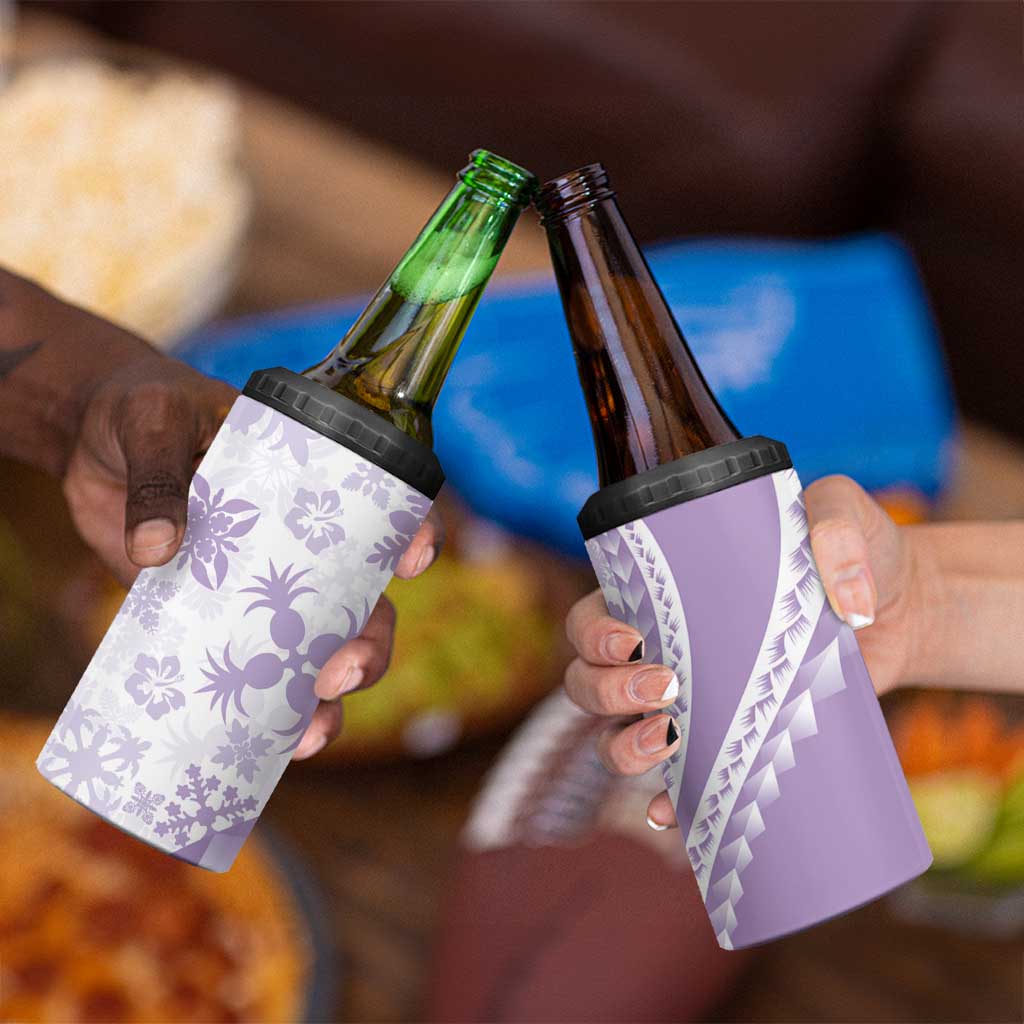 Purple Hawaiian Quilt Pattern 4 in 1 Can Cooler Tumbler Mixed Polynesian Tribal Arty LT9 - Polynesian Pride