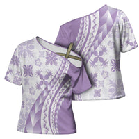Purple Hawaiian Quilt Pattern Cross Shoulder Shirt Mixed Polynesian Tribal Arty LT9 - Polynesian Pride