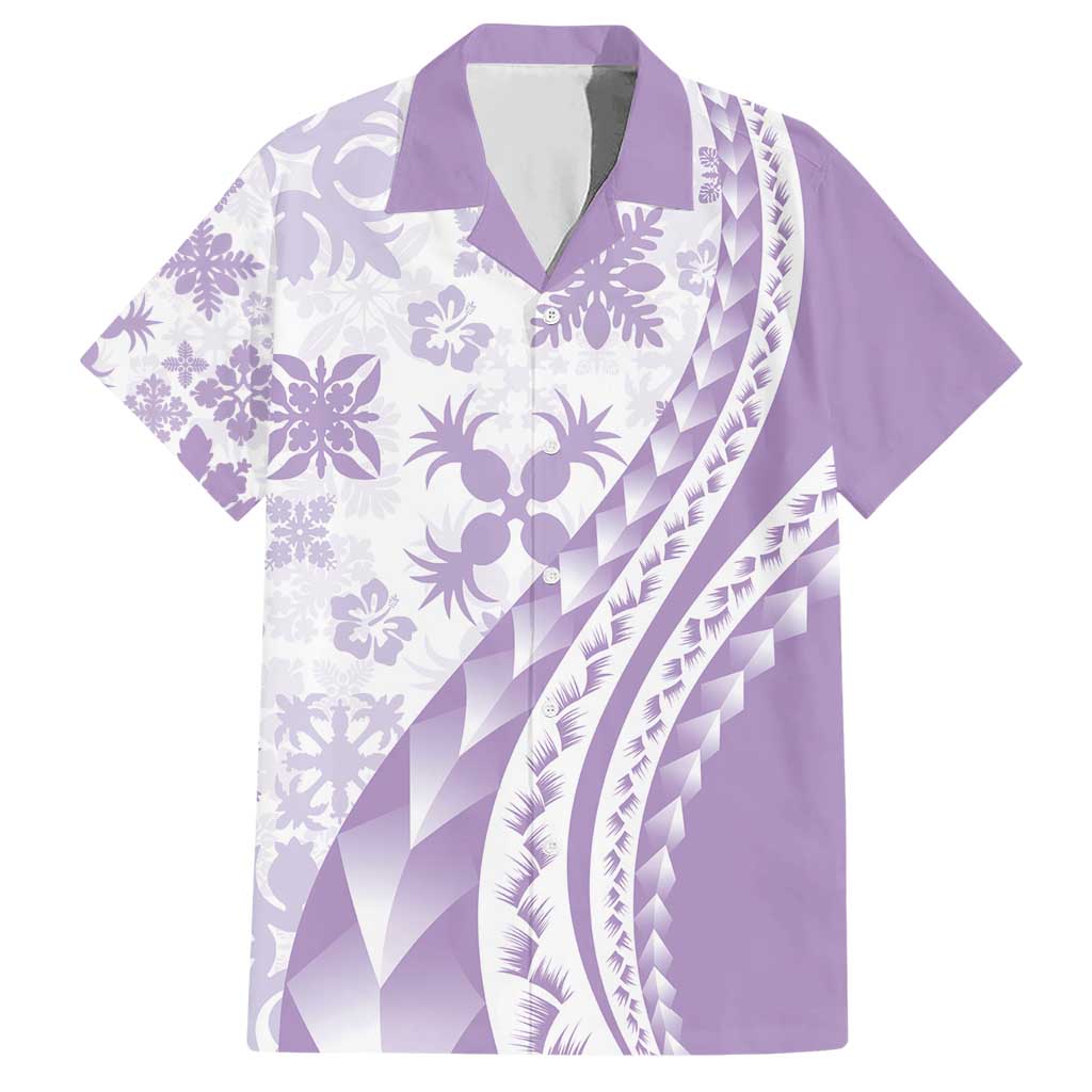 Purple Hawaiian Quilt Pattern Hawaiian Shirt Mixed Polynesian Tribal Arty LT9 Purple - Polynesian Pride