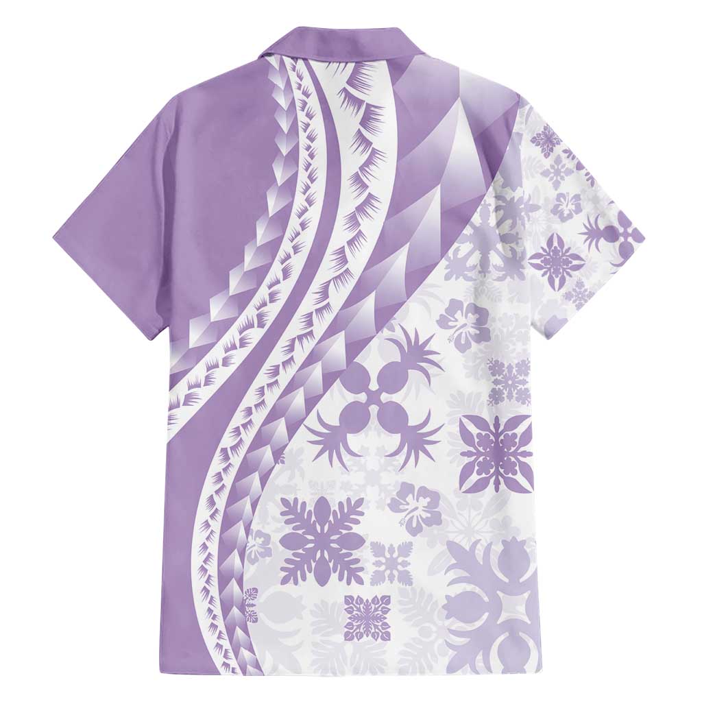 Purple Hawaiian Quilt Pattern Hawaiian Shirt Mixed Polynesian Tribal Arty LT9 - Polynesian Pride