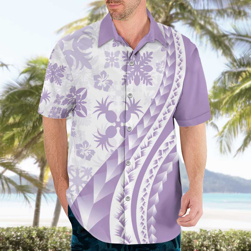 Purple Hawaiian Quilt Pattern Hawaiian Shirt Mixed Polynesian Tribal Arty LT9 - Polynesian Pride