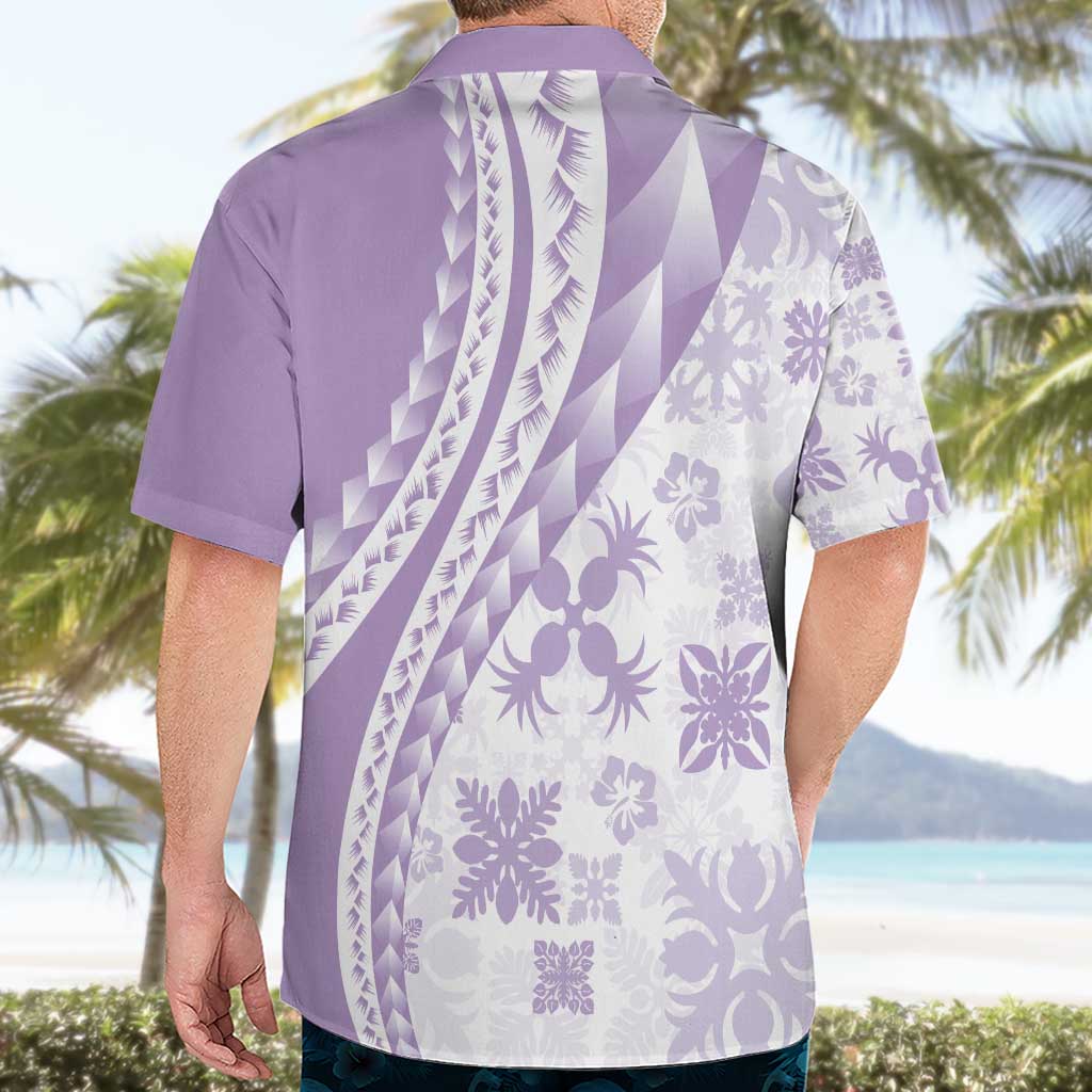 Purple Hawaiian Quilt Pattern Hawaiian Shirt Mixed Polynesian Tribal Arty LT9 - Polynesian Pride