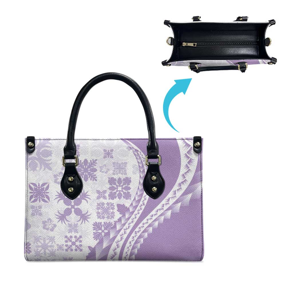 Purple Hawaiian Quilt Pattern Leather Bag Mixed Polynesian Tribal Arty LT9 - Polynesian Pride