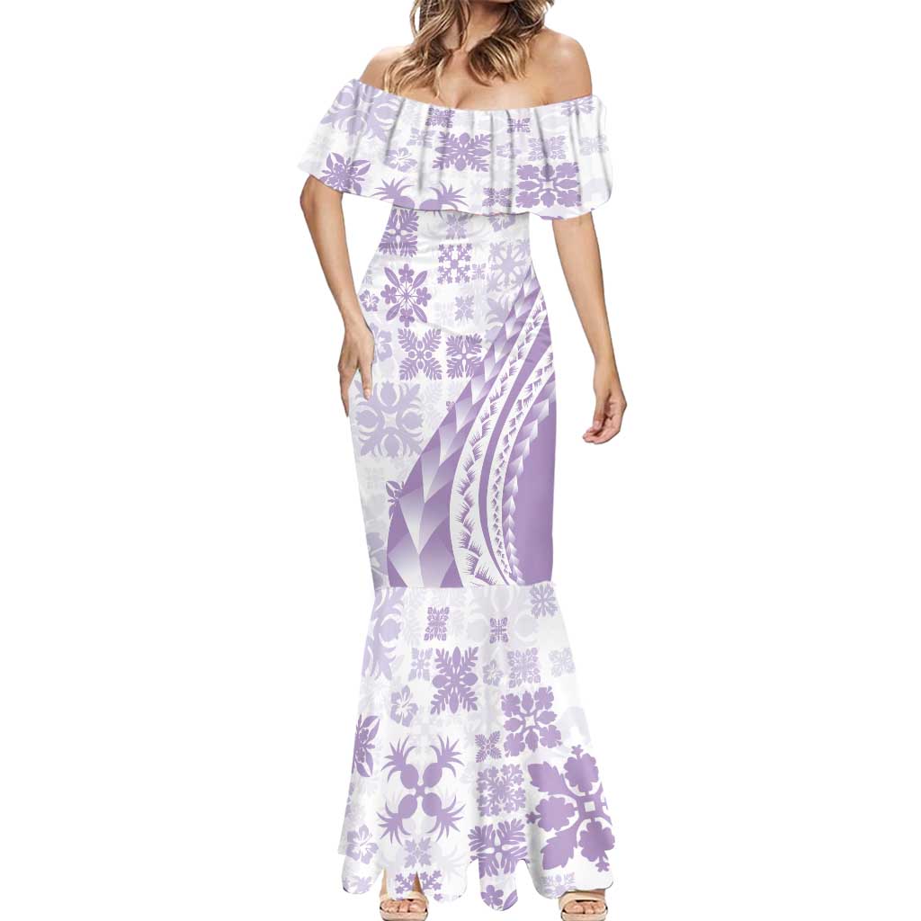 Purple Hawaiian Quilt Pattern Mermaid Dress Mixed Polynesian Tribal Arty LT9 - Polynesian Pride