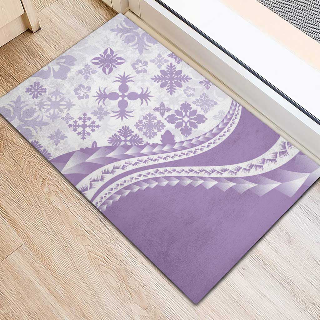 Purple Hawaiian Quilt Pattern Rubber Doormat Mixed Polynesian Tribal Arty LT9 - Polynesian Pride