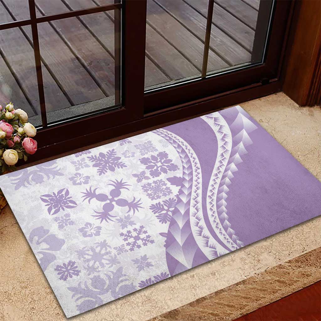 Purple Hawaiian Quilt Pattern Rubber Doormat Mixed Polynesian Tribal Arty LT9 - Polynesian Pride