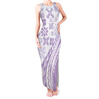 Purple Hawaiian Quilt Pattern Tank Maxi Dress Mixed Polynesian Tribal Arty LT9 Women Purple - Polynesian Pride