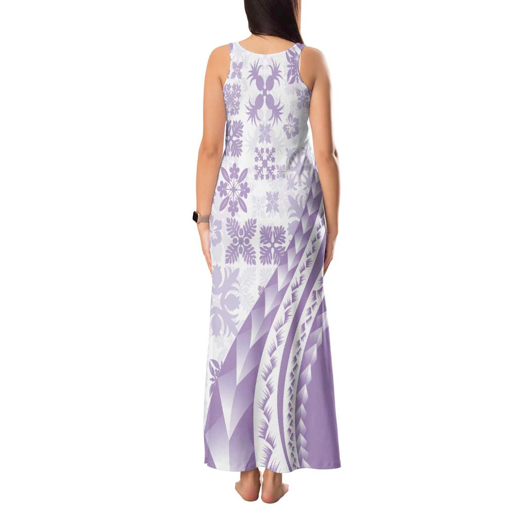 Purple Hawaiian Quilt Pattern Tank Maxi Dress Mixed Polynesian Tribal Arty LT9 - Polynesian Pride