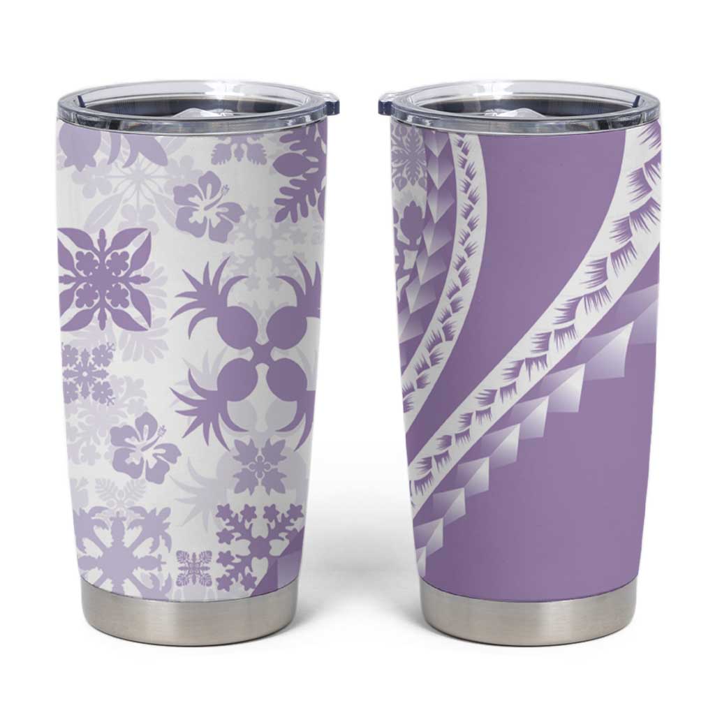 Purple Hawaiian Quilt Pattern Tumbler Cup Mixed Polynesian Tribal Arty LT9 Purple - Polynesian Pride