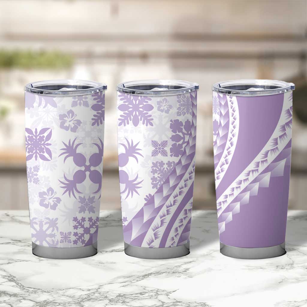 Purple Hawaiian Quilt Pattern Tumbler Cup Mixed Polynesian Tribal Arty LT9 - Polynesian Pride