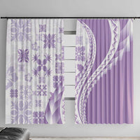 Purple Hawaiian Quilt Pattern Window Curtain Mixed Polynesian Tribal Arty LT9 With Hooks Purple - Polynesian Pride