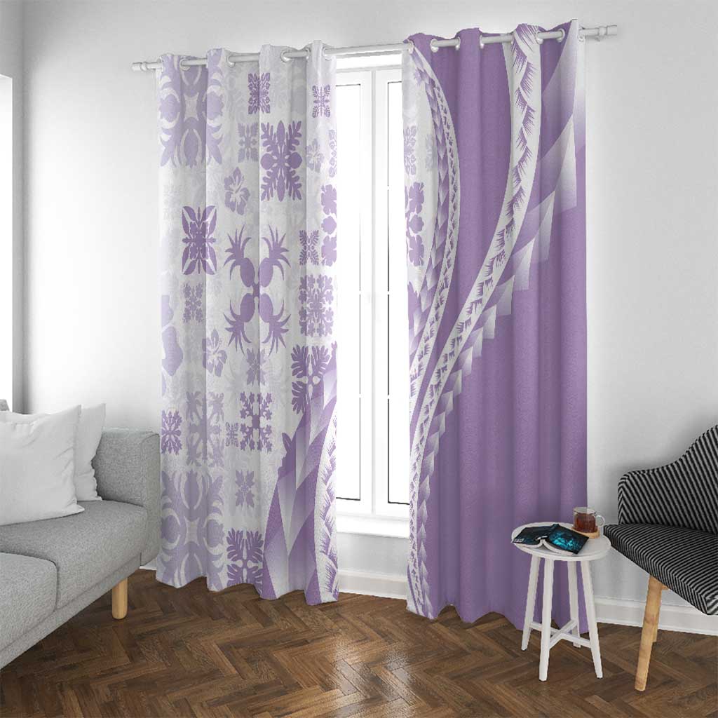 Purple Hawaiian Quilt Pattern Window Curtain Mixed Polynesian Tribal Arty LT9 With Grommets Purple - Polynesian Pride