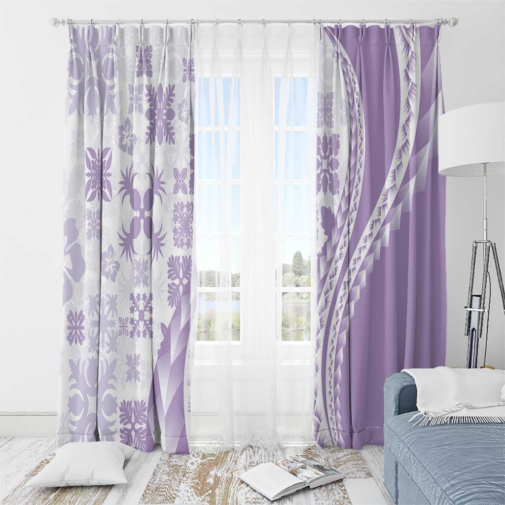 Purple Hawaiian Quilt Pattern Window Curtain Mixed Polynesian Tribal Arty LT9 - Polynesian Pride