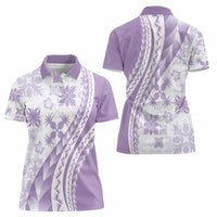 Purple Hawaiian Quilt Pattern Women Polo Shirt Mixed Polynesian Tribal Arty LT9 - Polynesian Pride