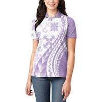 Purple Hawaiian Quilt Pattern Women Polo Shirt Mixed Polynesian Tribal Arty LT9 - Polynesian Pride