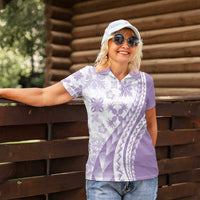Purple Hawaiian Quilt Pattern Women Polo Shirt Mixed Polynesian Tribal Arty LT9 - Polynesian Pride