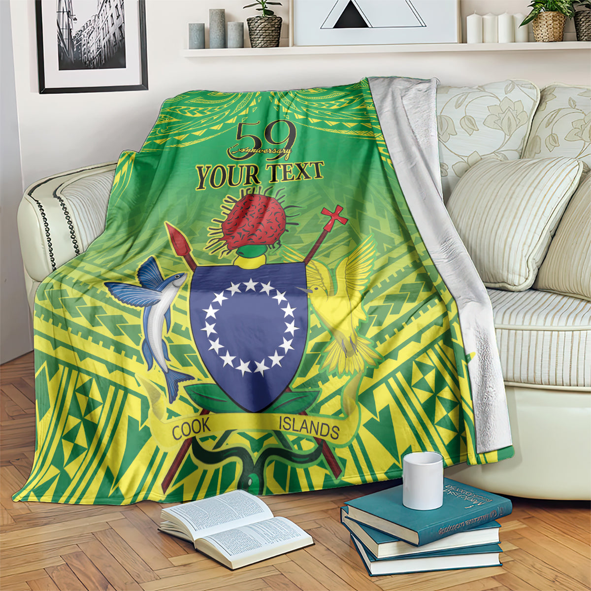 Cook Islands Constitution Day Blanket Kuki Airani Since 1965 LT9 Green - Polynesian Pride