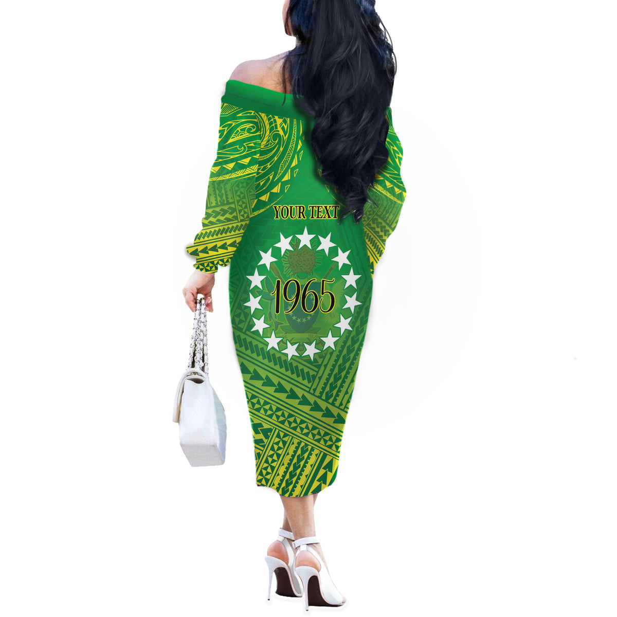 Cook Islands Constitution Day Off The Shoulder Long Sleeve Dress Kuki Airani Since 1965 LT9 - Polynesian Pride