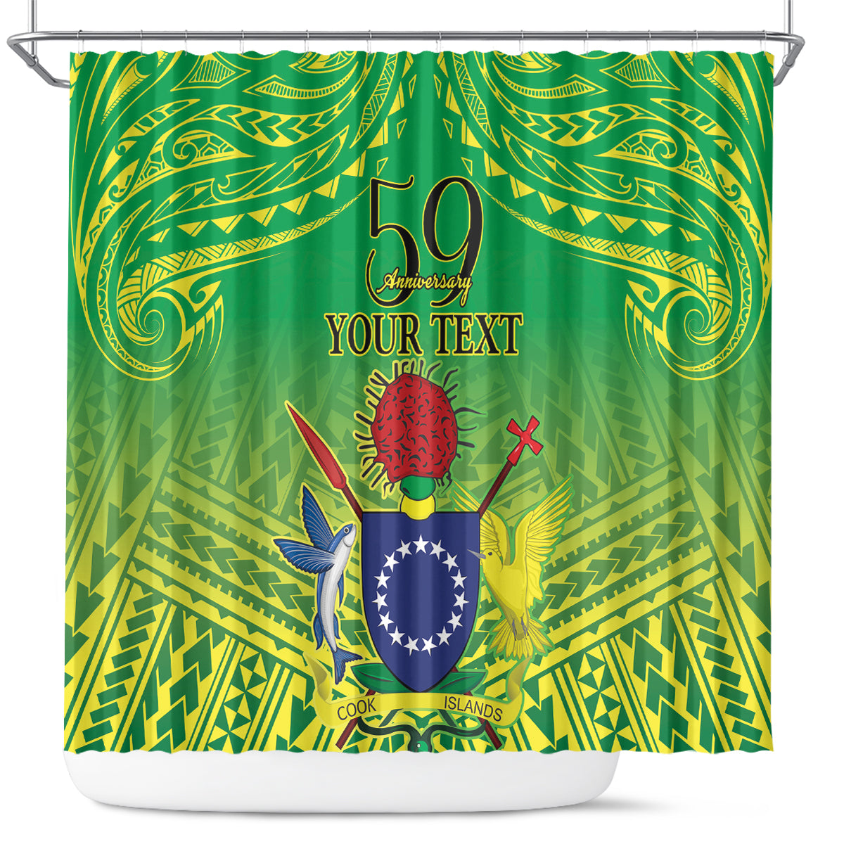 Cook Islands Constitution Day Shower Curtain Kuki Airani Since 1965