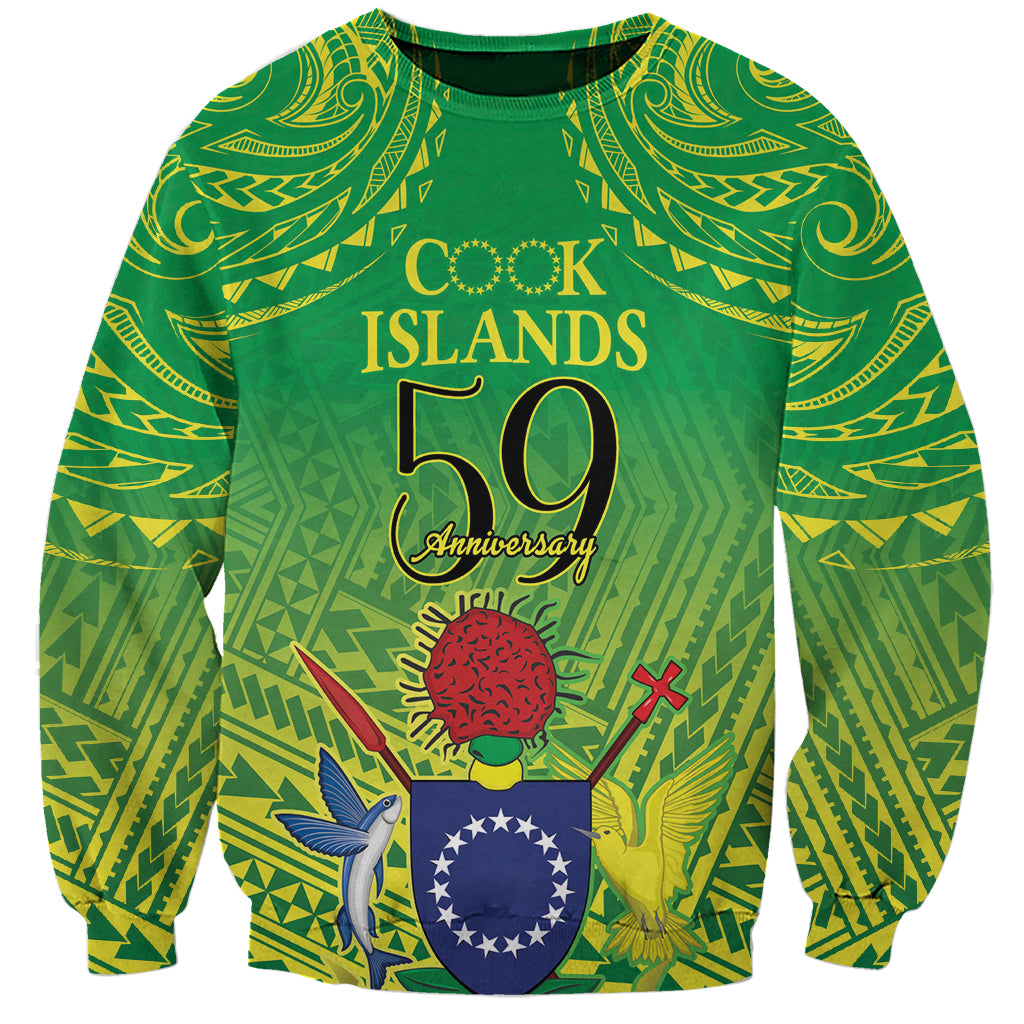 Cook Islands Constitution Day Sweatshirt Kuki Airani Since 1965 LT9 Unisex Green - Polynesian Pride