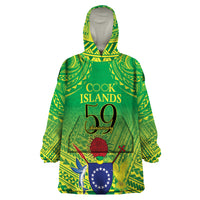 Cook Islands Constitution Day Wearable Blanket Hoodie Kuki Airani Since 1965 LT9 One Size Green - Polynesian Pride