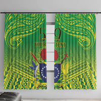 Cook Islands Constitution Day Window Curtain Kuki Airani Since 1965 LT9 With Hooks Green - Polynesian Pride